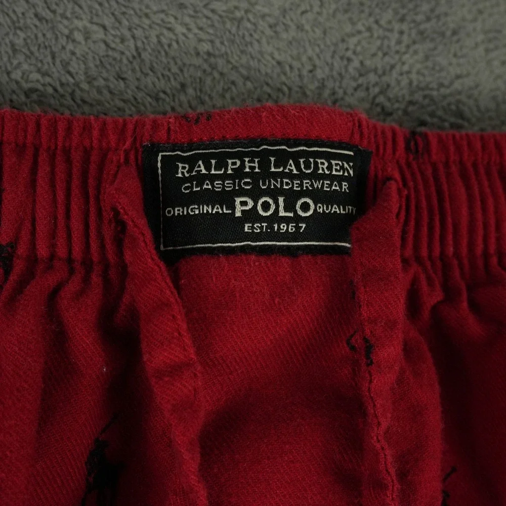 Polo Ralph Lauren Pajama Pants Men XL Red Pony Logo Print Cotton Drawstring‎